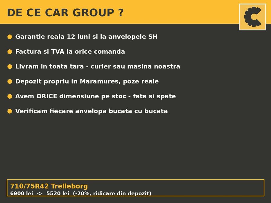 Cauciucuri 710/75R42 Trelleborg Anvelope Tractor SH GARANTIE Factura