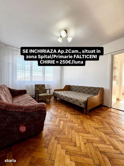 SE INCHIRIAZA Apartament cu 2 camere in zona Spital/Primarie FALTICENI