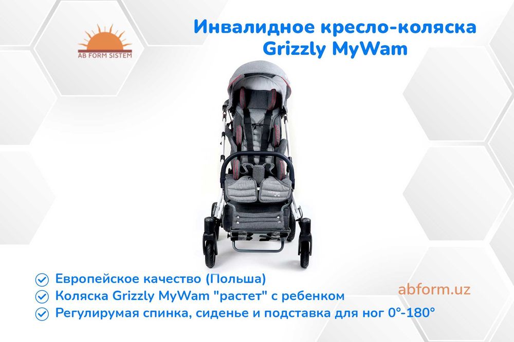 Коляска для детей с нарушениями опорно-двигательного аппарата Grizzly