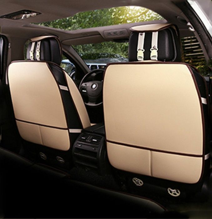 Пълен Комплект Бежови Луксозни Калъфи За Седалки Универсална Тапицерия