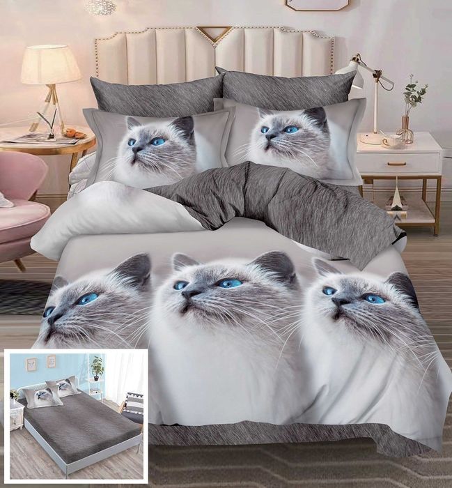 Lenjerie Pat Ania Sx018, Bumbac, 6 Piese, Cu Elastic, Imprimeu