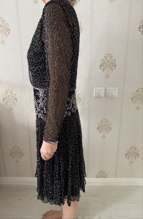 Платье нарядное с бисером. Ручная работа