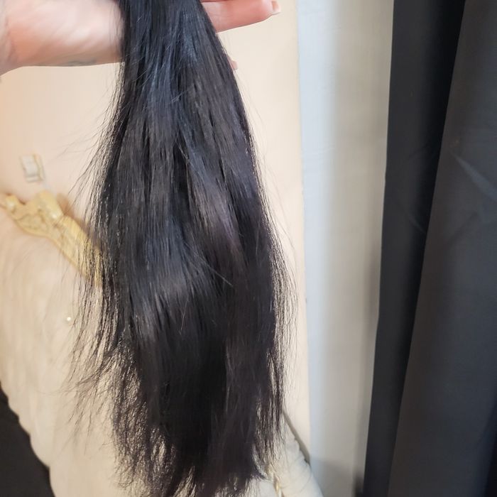 Черен екстеншън коса 60 см двоен плътен