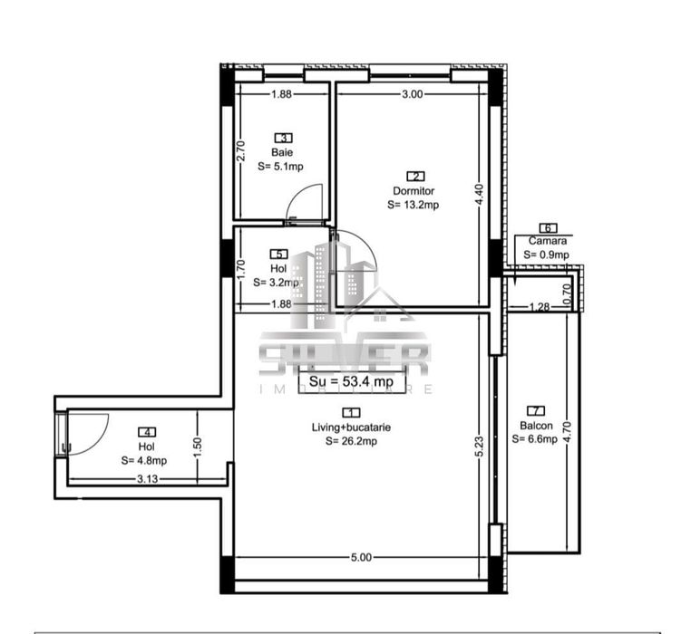 Apartament cu 2 camere/53.4 mp/CF/imobil calitativ/TVA INCLUS.