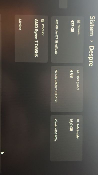 Laptop Gaming ASUS TUF A15, Ryzen 7 5700X, Windows 11 Pro ca nou