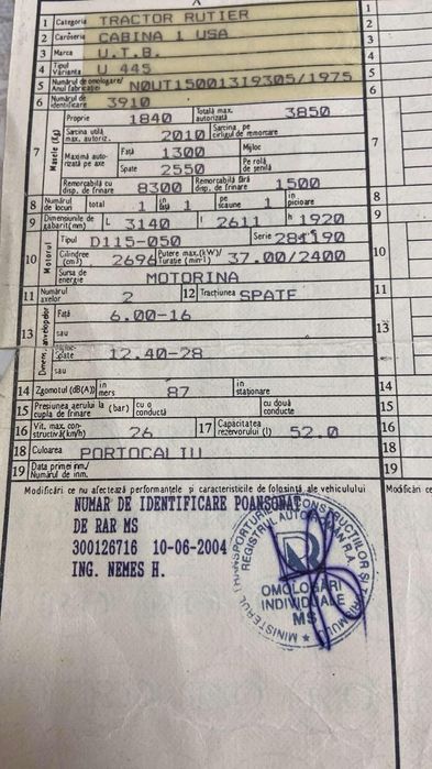 Tractor UTB 445 1975 cu acte