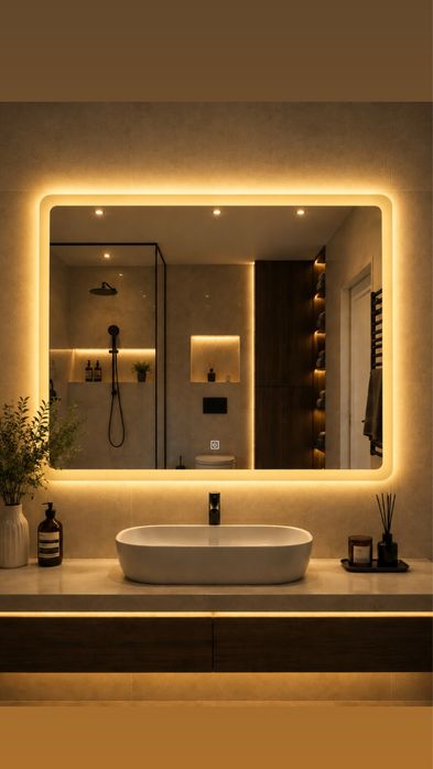 LED огледало 80×60 см с 3 цвята светлина – модерен дизайн и Touch бутон