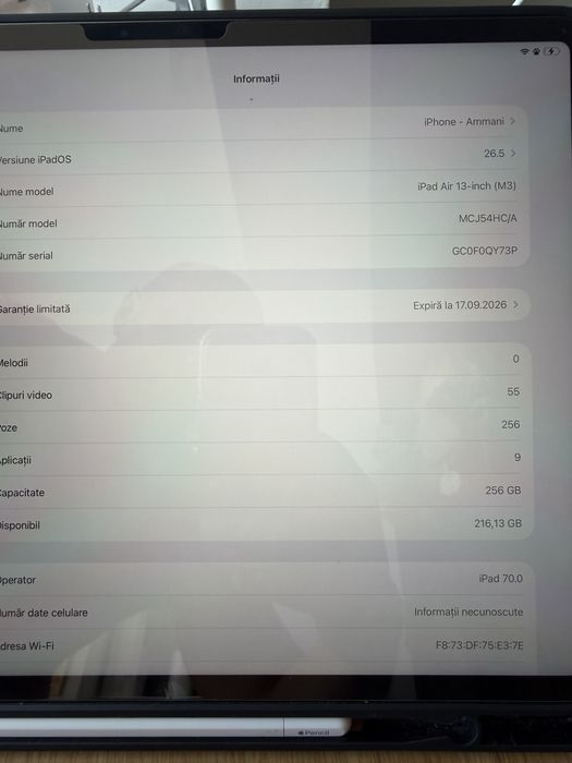Apple Ipad 13 m3 Wi-Fi, Sim + Apple Pencil
