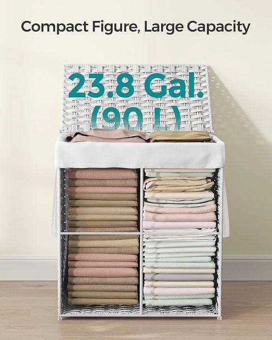 Coș pentru rufe/ Coș de depozitare pliabil din Ratan, Songmics, 90L