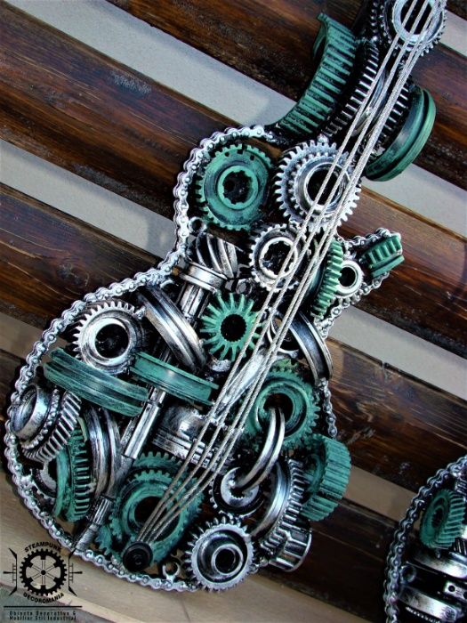 Chitara decor stil industrial. sculptura fier piese reciclate.UNICA