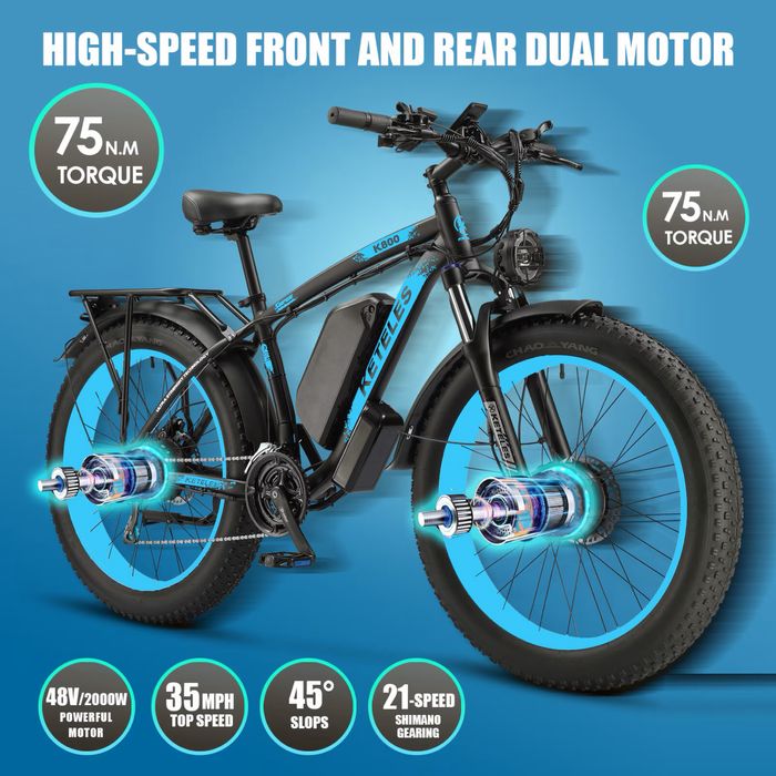 НОВО!! Електрически Велосипед Keteles K800 2x1000W 48V/23Ah