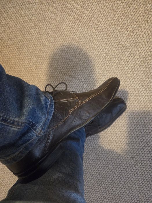 Pantof Piele, maro inchis, stare f buna, 44-45