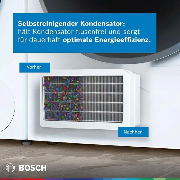 Нова инверторна смарт сушилня с термопомпа Bosch Series 8 Smart 9 kg AutoDry WRB247C40 самопочистване