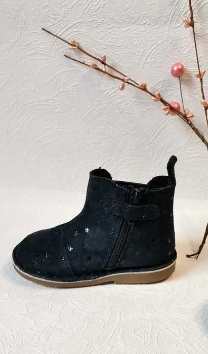 Ghete botine navy fete OBAÏBI măr 20 int 12,5cm piele cu steluțe