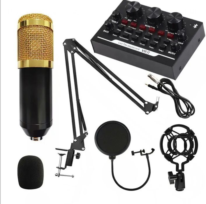 Микрофон со стойкой пантографом поп фильтр звуковая карта звуковое