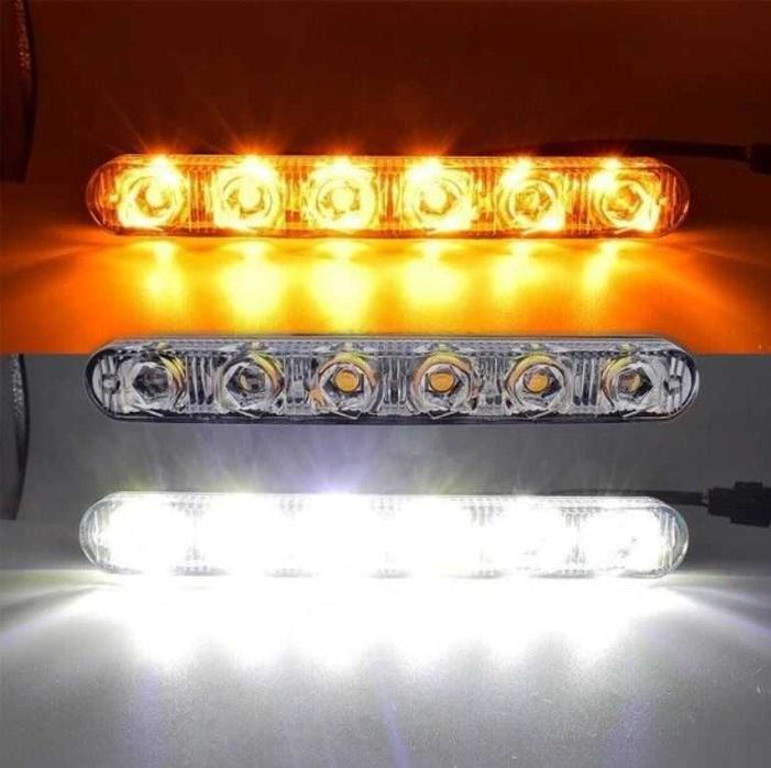 6 LED дневни светлини с вграден бягащ мигач DRL.