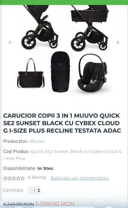 Carucior Muuvo 2 in 1 quick se2 sunset black