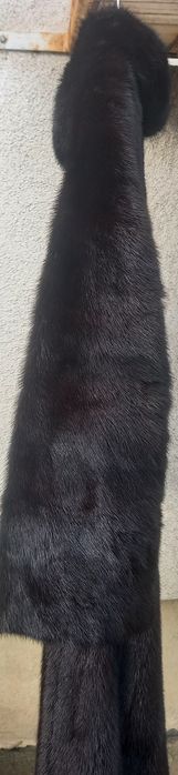 Haină vizon neagră cu reflexe  maro lunga 110cm