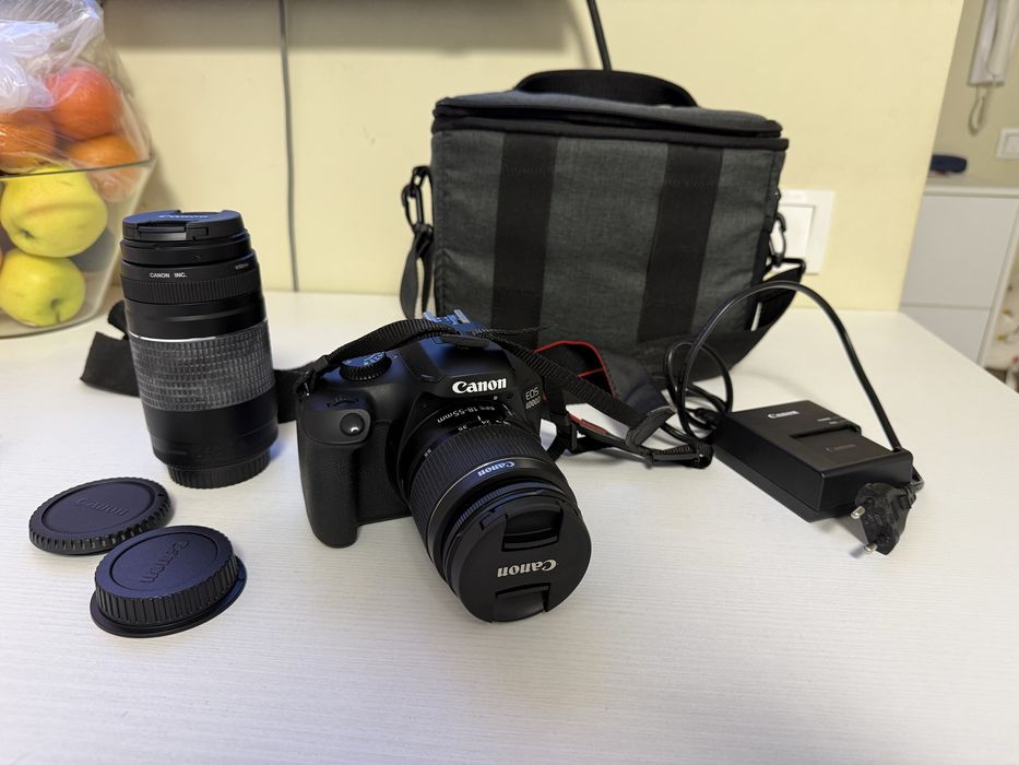 Canon EOS 4000D + 75-300mm и 18-55mm обективи Без забележки