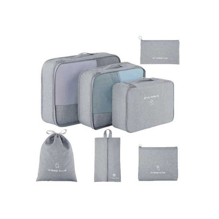 Set 7 Huse Organizare Bagaj || Accesorii Troler || Negru/Gri/Albastru