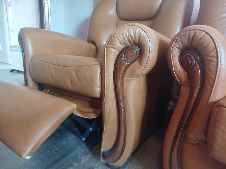 Set 3 fotolii din piele marro