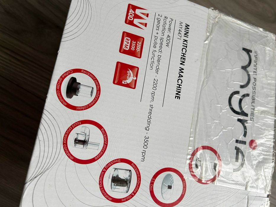 Robot de bucatarie Myria MY4471, 400W, rasnita+chopper+blender, NOU