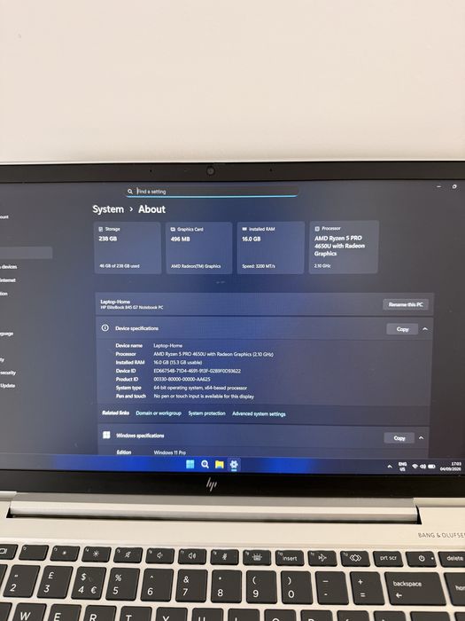 Laptop HP Ryzen 5, 8 GB Ram, 256GB SSD
