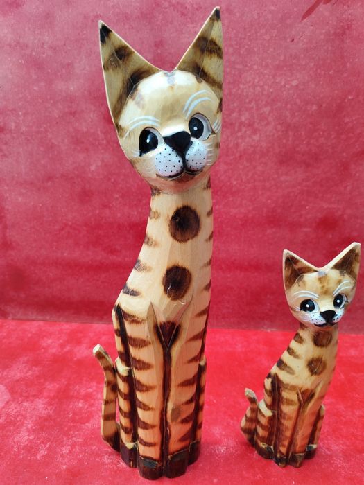 Pereche pisici din lemn