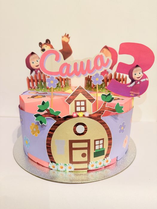 Маша и мечока хартиена торта за рожден ден и парти