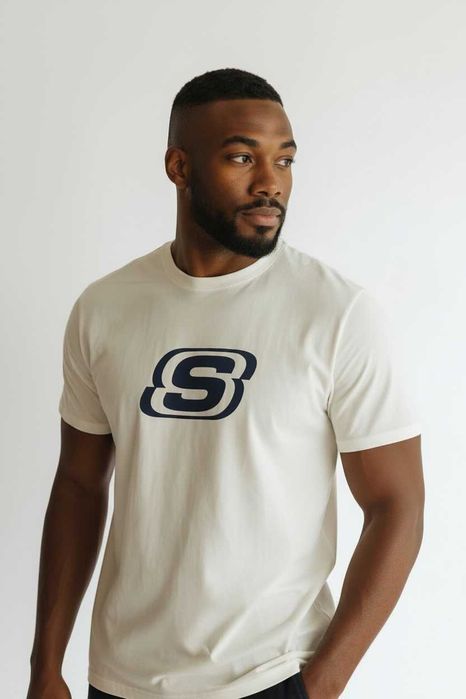 Мъжка тениска, SKECHERS, Heritage Logo, Бяла