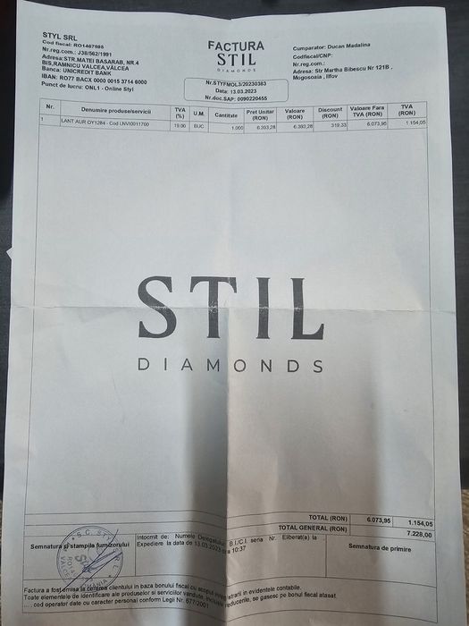 Lănțișor aur roz designer