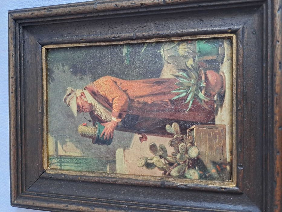 tablou pictura in ulei reproducere Carl Spitzweg 16/22 cm