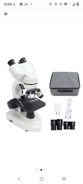 Бинокулярен микроскоп, Mmgoqqt, Метален, 40X-5000X, 3 обектива, LED ос