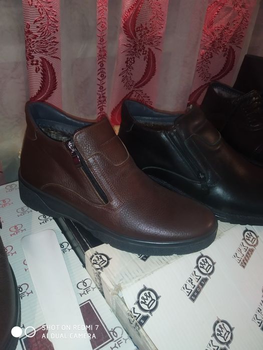 Полусапог мужской из натуральной кожи с мехом отличного качества