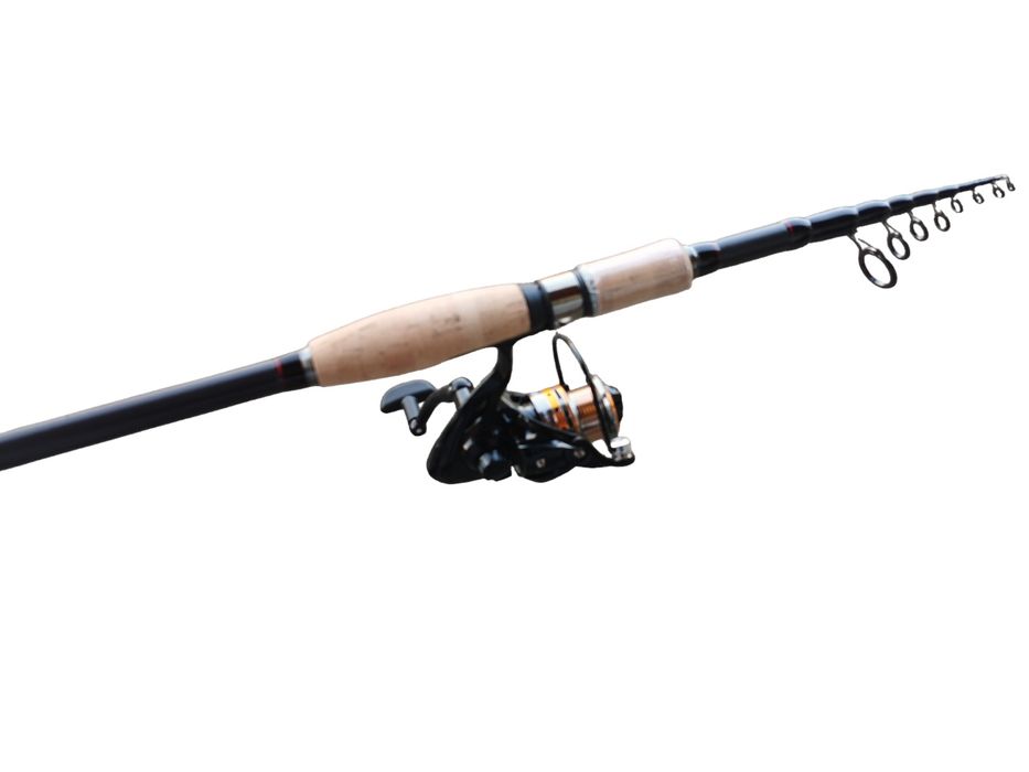 Комплект карбонов телескоп 2.4 - 3.0м, макара 10 лагера,корда и блесни