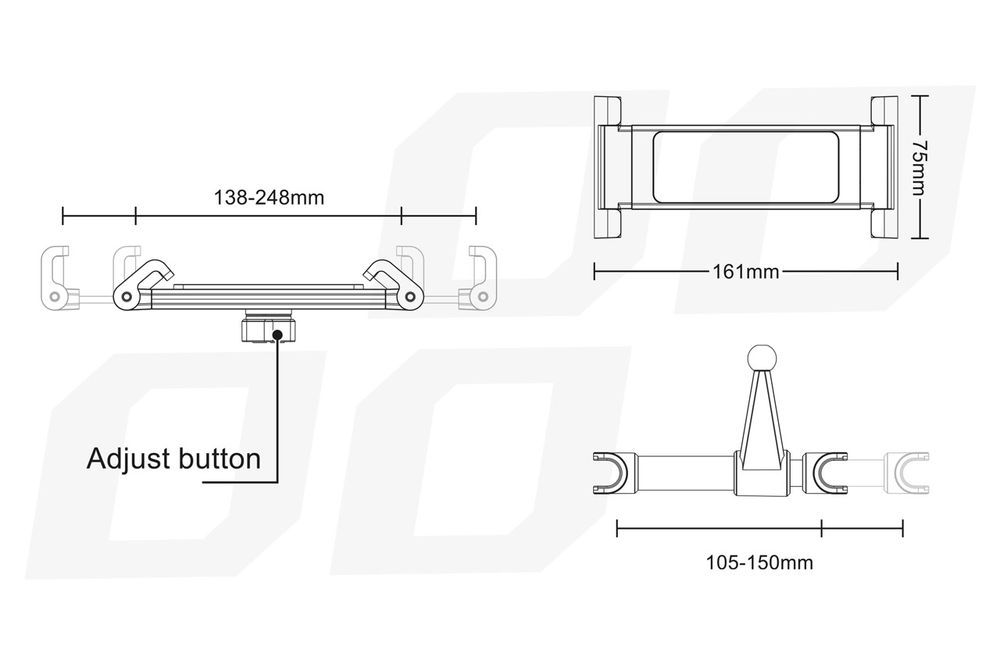 Suport auto pentru tableta Amio, cu fixare la tetiera scaun, deschidere 138-248mm