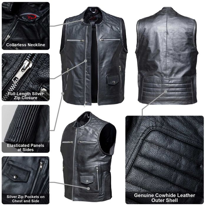 Vestă Moto Piele Naturală Black Phoenix Nouă cu Etichetă - Ideală Chopper, Biker, Cruiser, Custom. Echipament Piele Premium