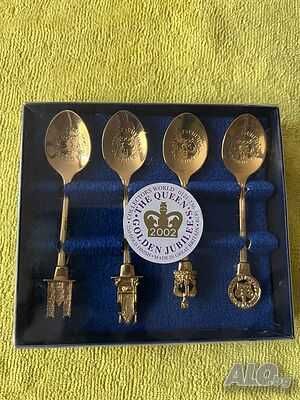 Комплект лъжици 22ct позлатени Queen Elizabeth II Golden Jubilee 2002
