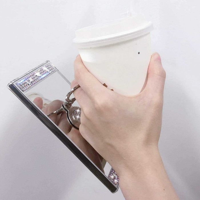 Husa oglinda cu pietricele + inel Samsung Galaxy S23 Ultra / S24 Ultra