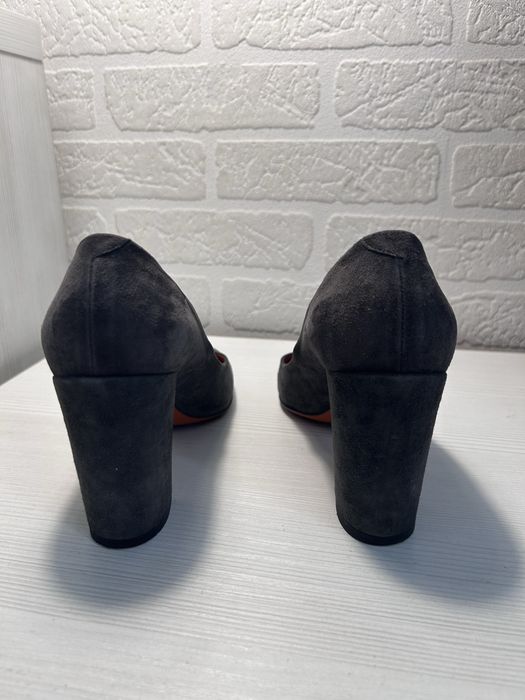 Santoni Suede Block Heel Pumps