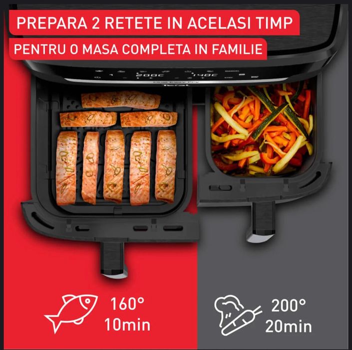 Friteuză cu aer cald dublă Tefal Dual Easy Fry XXL