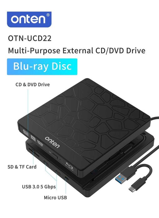 DVD-RW Onten UCD22 External CD/DVD-RW Drive (USB 3.0 / Type-C)