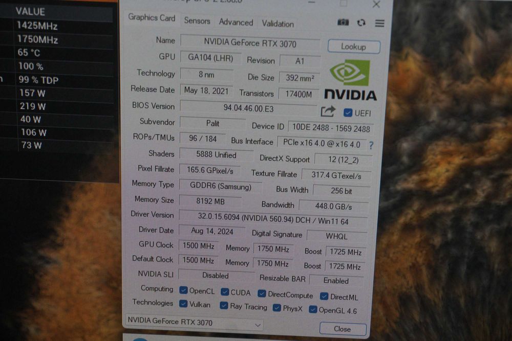 GPU RTX 3070 8GB Palit Gaming Pro Nvidia GeForce Videocard