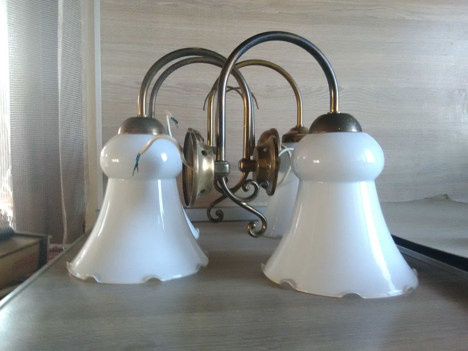 Масивни месингови аплици лампи за стена три чифта