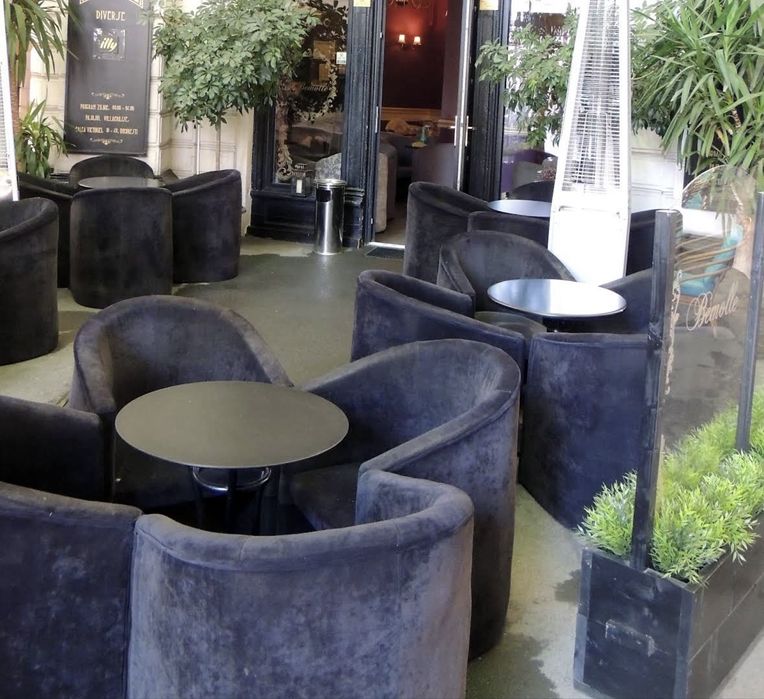 Mese terasa, restaurant, bar blat HPL picior metalic