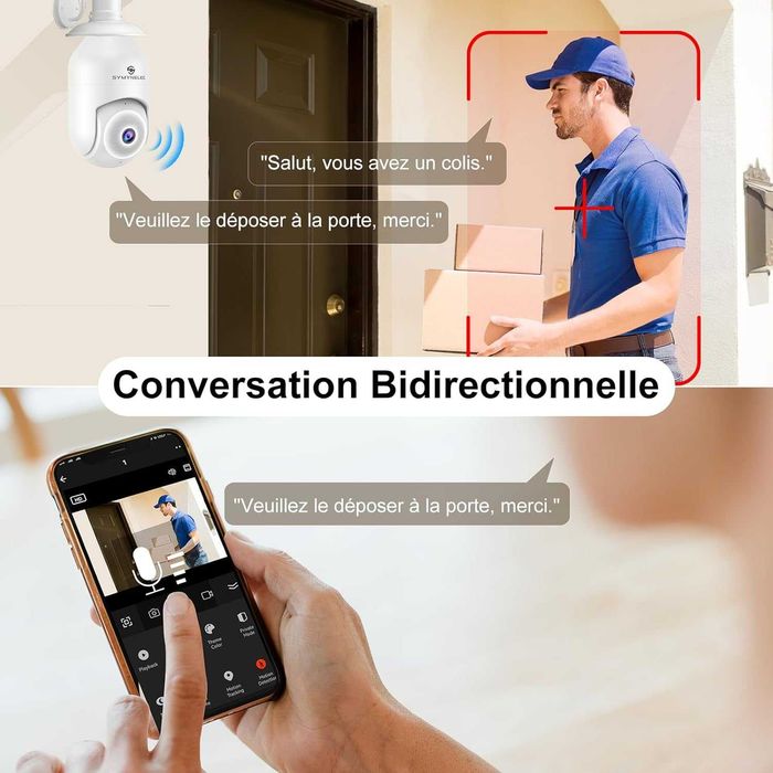 SYMYNELEC 5GHz/2.4GHz Външна водоустойчива камера за видеонаблюдение с крушка, охранителна камера