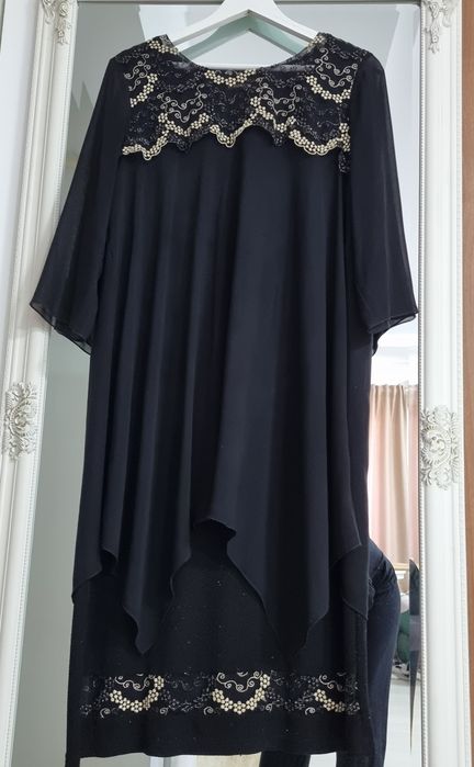 Rochie neagra eleganta cu blazer din voal, marime 44-46