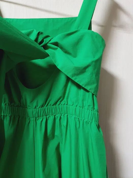 COS salopeta verde din bumbac cu funda la spate
