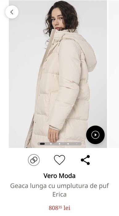 Geacă lungă cu umplutura puf Vero Moda – stare impecabilă