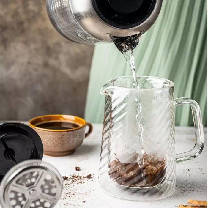 Infuzor cafea, ceai cu piston, sticla, 1L, Klausberg